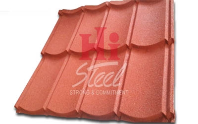 Genteng Metal Pasir Hi Roof 2 X 4 X 0.25 mm - Merah Hati